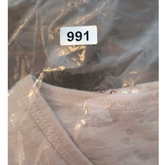 Sea Salt 3/4 Sleeve Tee Women's Size M Ivory Embellished Burnout Jersey Knit Top - Picture 11 of 11